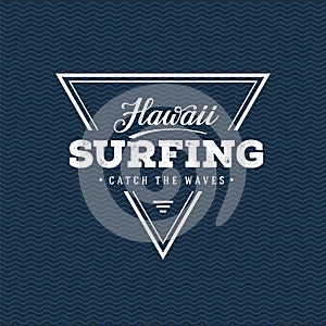 Hawaii Surfing Blue and White. Vector illustration