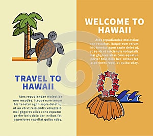 Hawaii travel famous landmark vector posters