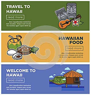 Hawaii travel famous landmark vector web banner