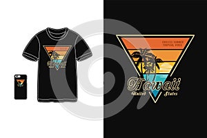 Hawaii united states t shirt design silhouette retro vintage style