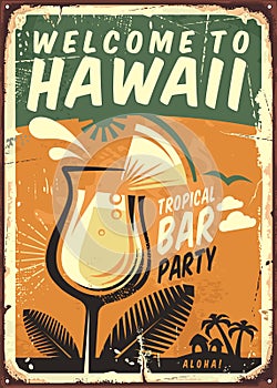 Hawaii vintage metal sign