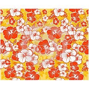 Hawaiian background with hibiscus flowers