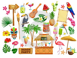 Hawaiian beach party icons