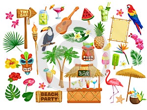 Hawaiian beach party icons photo