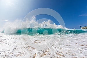 Hawaiian Bright Blue Shorebreak Pacific ocean wave photo