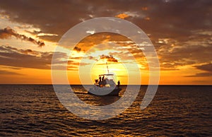 Hawaiian Dive Boat at Sunset