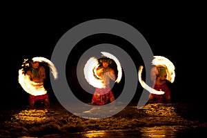 Hawaiian FIre Dancers in the Ocean