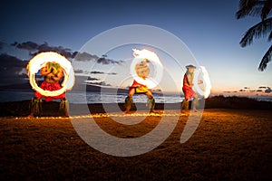 Hawaiian FIre Dancers at the Ocean