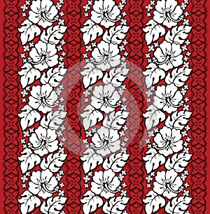 Hawaiian Floral Pattern Red and White