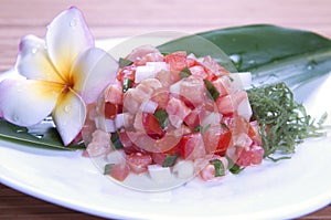 Hawaiian Food (Lomilomi salmon)