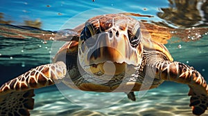 Hawaiian Green Sea Turtle swimming underwater