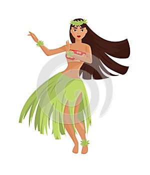 Hawaiian hula dancer young pretty woman.