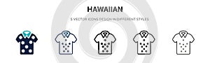 Hawaiian icon in filled, thin line, outline and stroke style. Vector illustration of two colored and black hawaiian vector icons