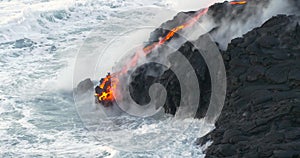 Hawaiian Lava flowing from Kilauea volcano Hawaii