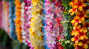 Hawaiian Lei Day: Traditional Flower Garlands Symbolizing Culture and Tradition in Close-up