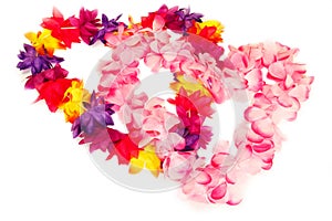 Hawaiian leis in heart shape