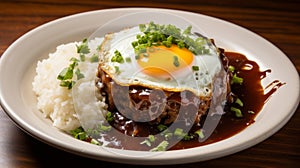 Hawaiian loco moco breakfast dish