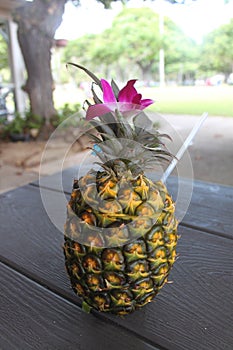 Hawaiian Pineapple Shake with Purple Orchid