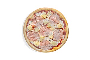 Hawaiian pizza on a white background isolated