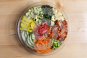 Hawaiian salmon fish poke bowl