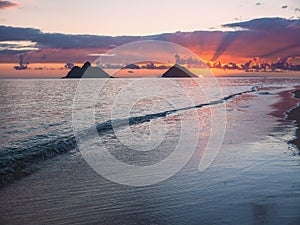 Hawaiian sunrise at lanikai beach