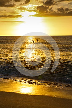 Hawaiian sunset Kaanapali Beach in Maui Hawaii