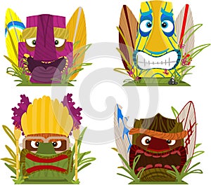 hawaiian Tiki totem heads photo