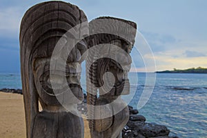 Hawaiian Tikis totem poles