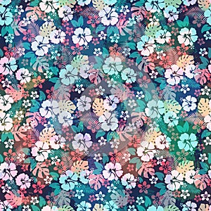 Hawaiian tropical floral seamless pattern.