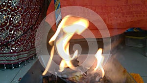 Hawan kund burning fire on occasion of festival