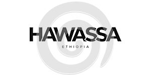 Hawassa in the Ethiopia emblem. The design features a geometric style, vector illustration with bold typography in a modern font.