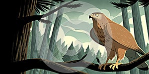 Hawk perched on a branch