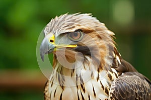 a hawk in profile, showing full wingspan