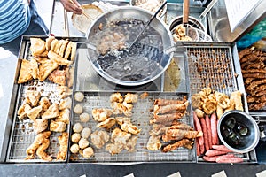Hawker frying variety of delicious Penang lobak for sale photo