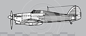 Hawker Hurricane. Vector drawing of World War 2 fighter.