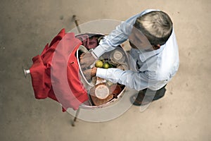 Hawker selling street food.