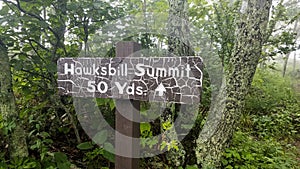 Hawksbill Summit Trail Sign in Shenandoah National Park