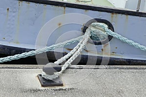 Hawse hole and mooring lines