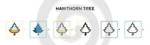 Hawthorn tree vector icon in 6 different modern styles. Black, two colored hawthorn tree icons designed in filled, outline, line