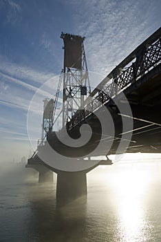 The Hawthorne Bridge with fog. photo