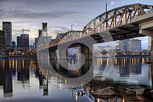 Hawthorne Bridge Willamette River Portland Oregon photo