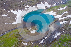 Haxeseewli lake in Swiss Alps mountains