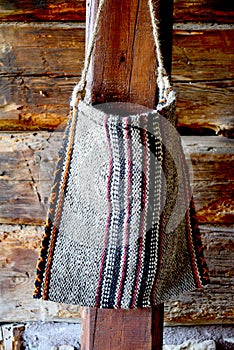 Hay bag or forage bag in a horse stable.