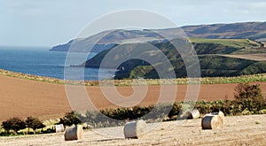 Hay bails on Scottish Coast