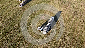 Hay bale loading aerial video