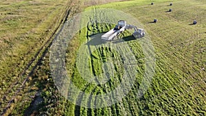 Hay bale loading aerial video