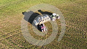 Hay bale loading aerial video