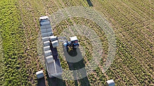 Hay bale loading aerial video