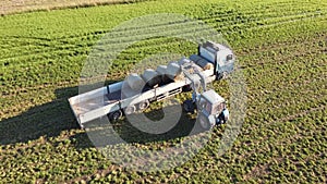 Hay bale loading aerial video