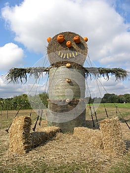 Hay bale scarecrow